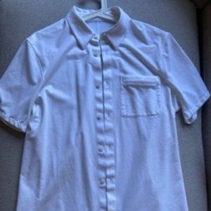 Lulu Lemon Button Down Pocket Collared Shirt White Size Medium